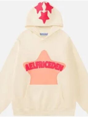 Aelfric Eden Cream Hoodie with Peach Star & Hot Pink Accents